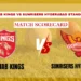 punjab kings vs sunrisers hyderabad standings